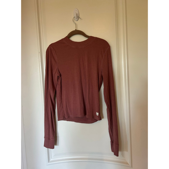Women's Vuori Rust Ribbed Crewneck Long Sleeve Tee, size Medium - Picture 1 of 5